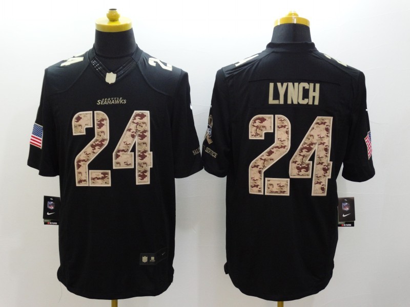 Men's Seattle Seahawks Marshawn Lynch #24 Black Jersey